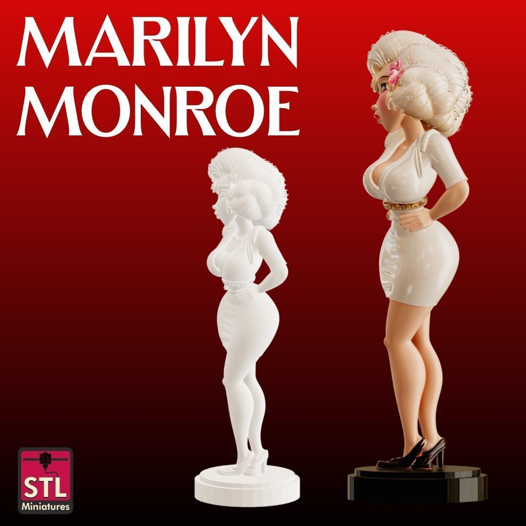 STL File Marilyn Monroe Classic Starlet Miniature 3D print model_2