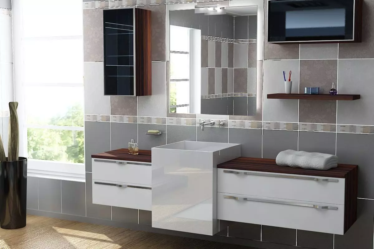 Modern Bathroom Cabinet 3D Model 3D model 3D model_0