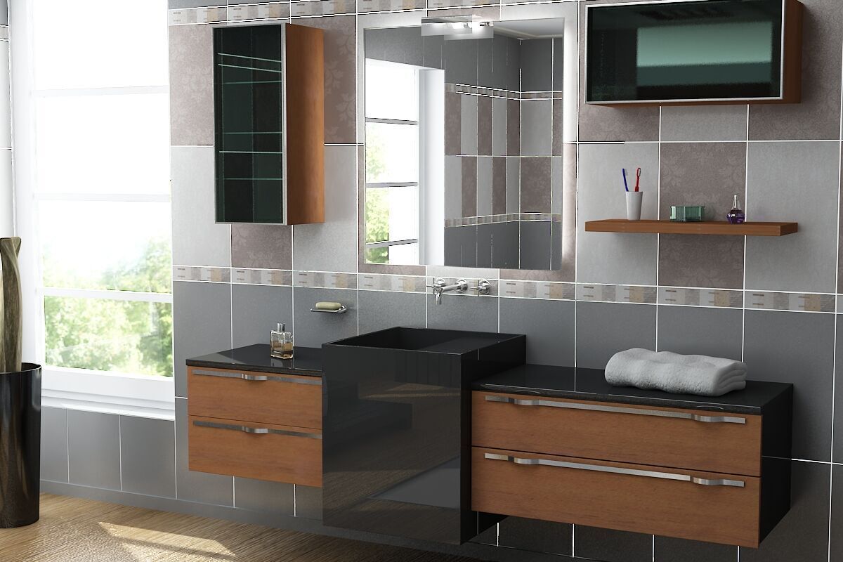 Modern Bathroom Cabinet 3D Model 3D model 3D model_3