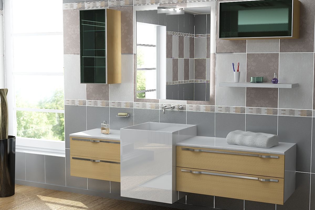 Modern Bathroom Cabinet 3D Model 3D model 3D model_2