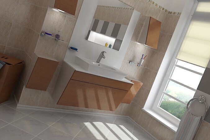 Modern Bathroom Cabinet 3D Model 3D model 3D model
