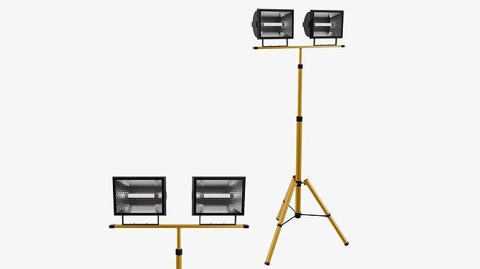 Footed Construction Lights Low-poly 3D model