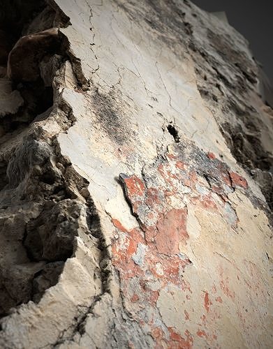 Abandoned House Ruined Part Scan - Broken Wall 02 3D model