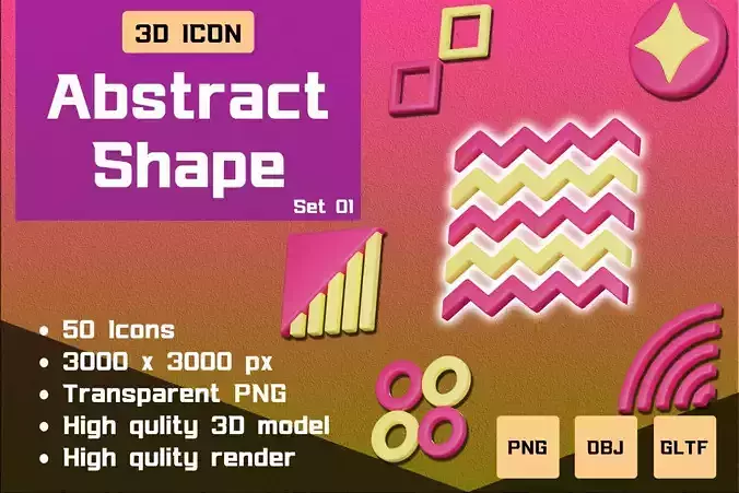 Abstract art Shape Set 01 - 3D Icon pack