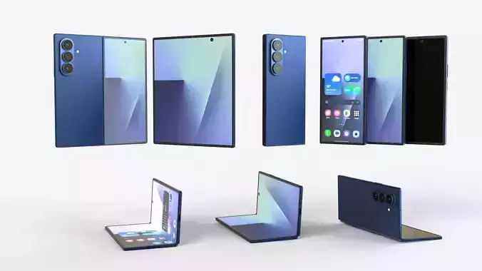 Samsung Galaxy Z Fold 7 Blue Shadow Rigged animated and static 