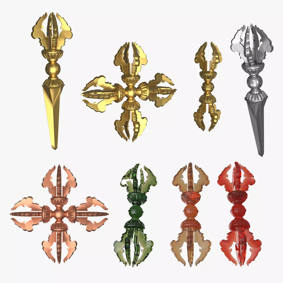 Vajra Ritual Thunderbolt Weapon 3D model_0