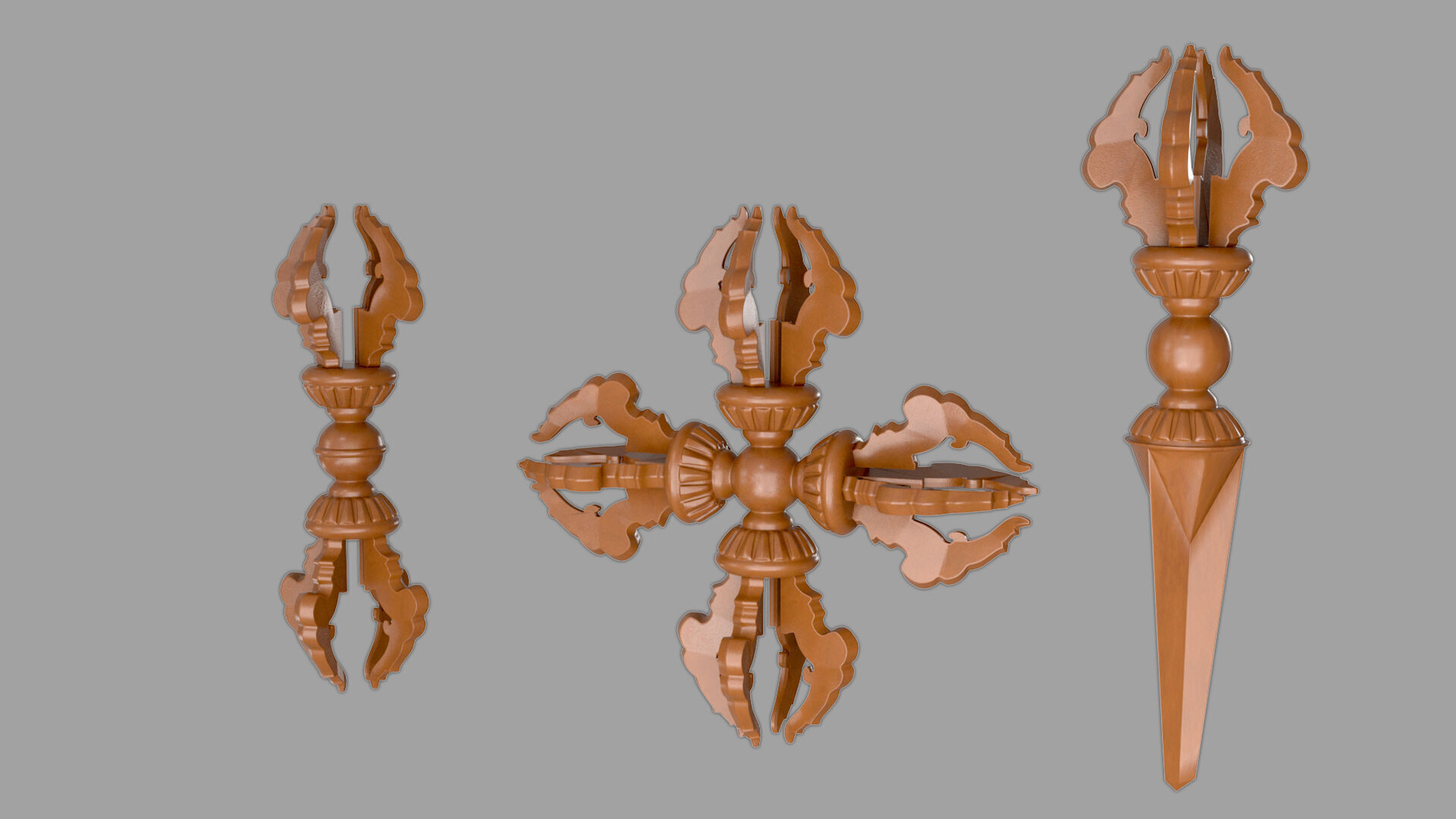 Vajra Ritual Thunderbolt Weapon 3D model_5