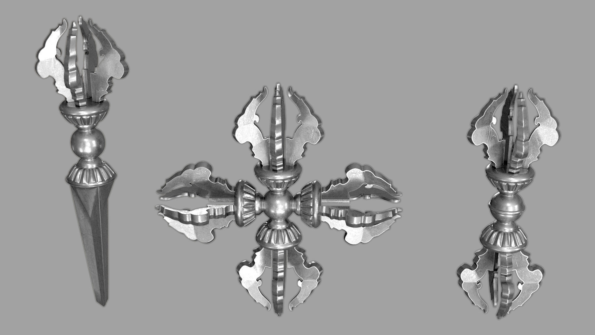 Vajra Ritual Thunderbolt Weapon 3D model_4