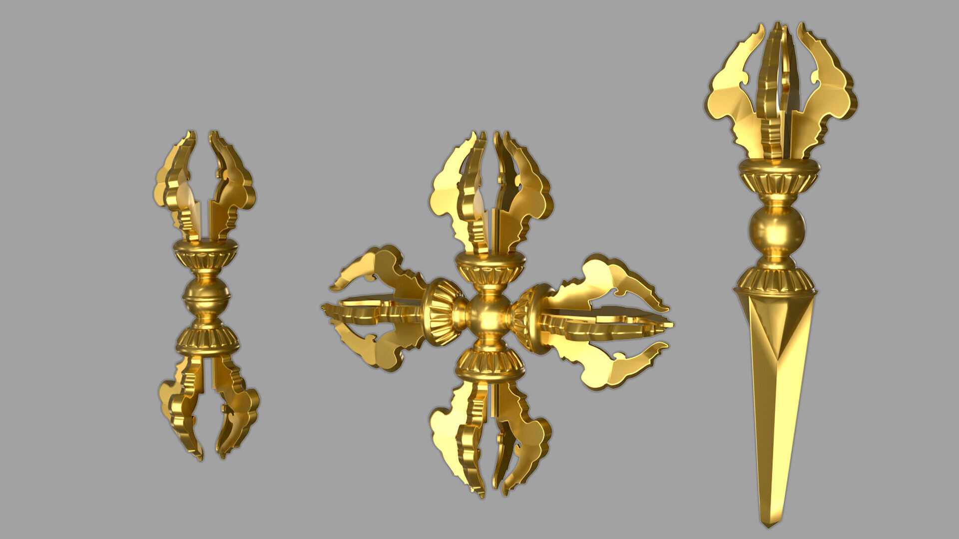 Vajra Ritual Thunderbolt Weapon 3D model_14