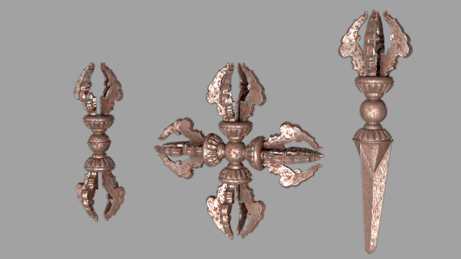 Vajra Ritual Thunderbolt Weapon 3D model_6