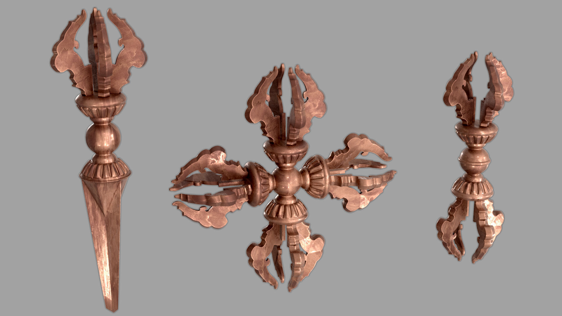 Vajra Ritual Thunderbolt Weapon 3D model_3