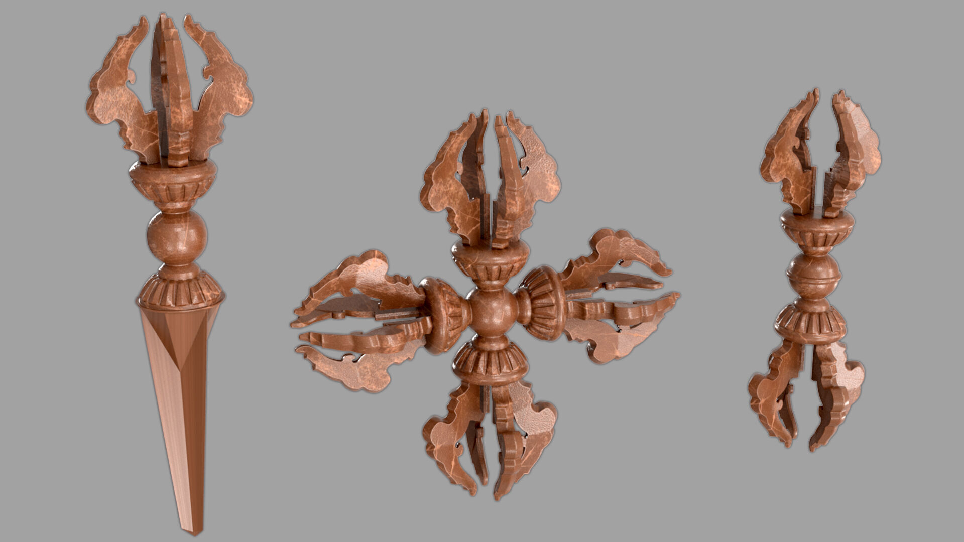 Vajra Ritual Thunderbolt Weapon 3D model_2