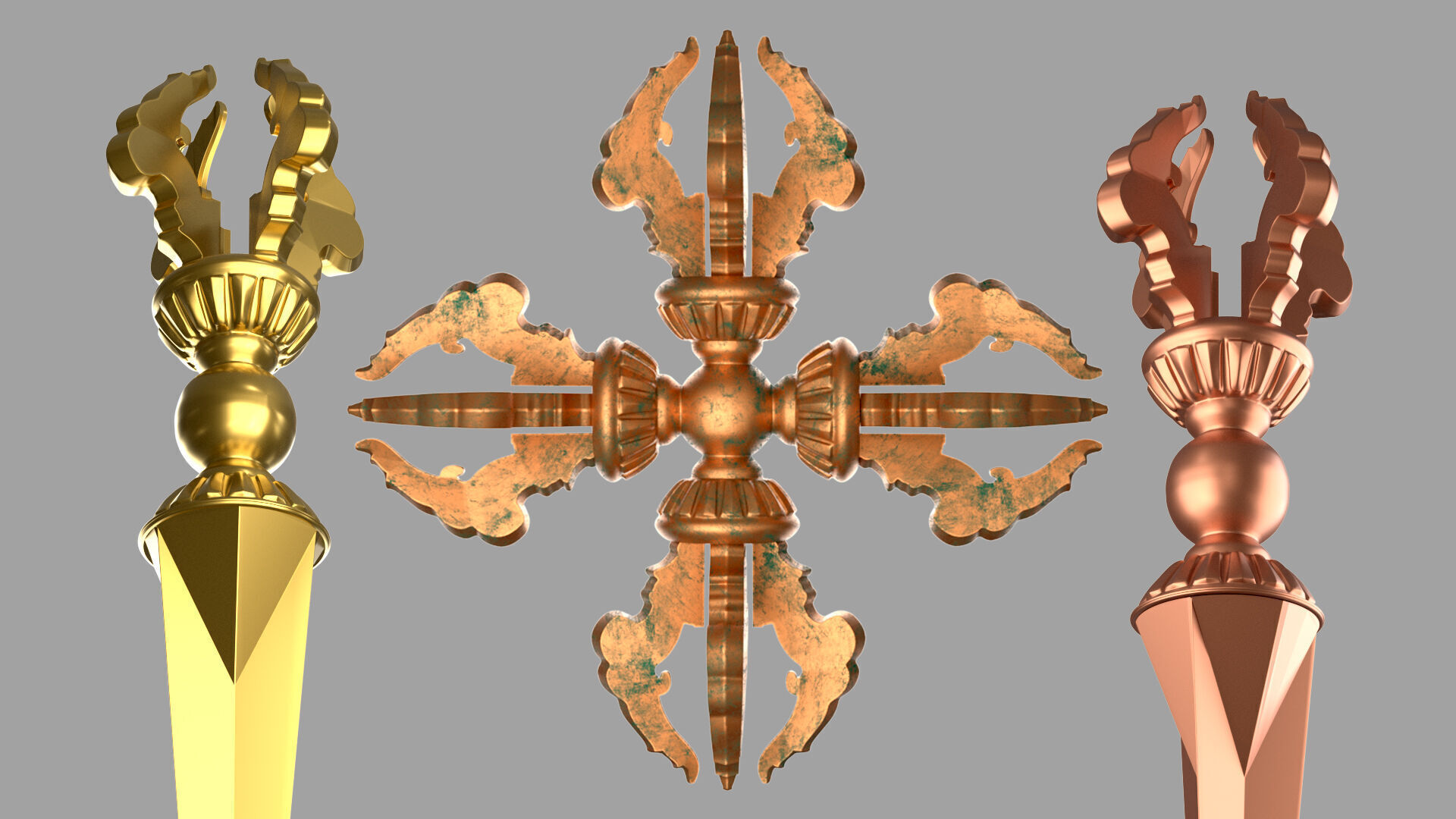 Vajra Ritual Thunderbolt Weapon 3D model_8