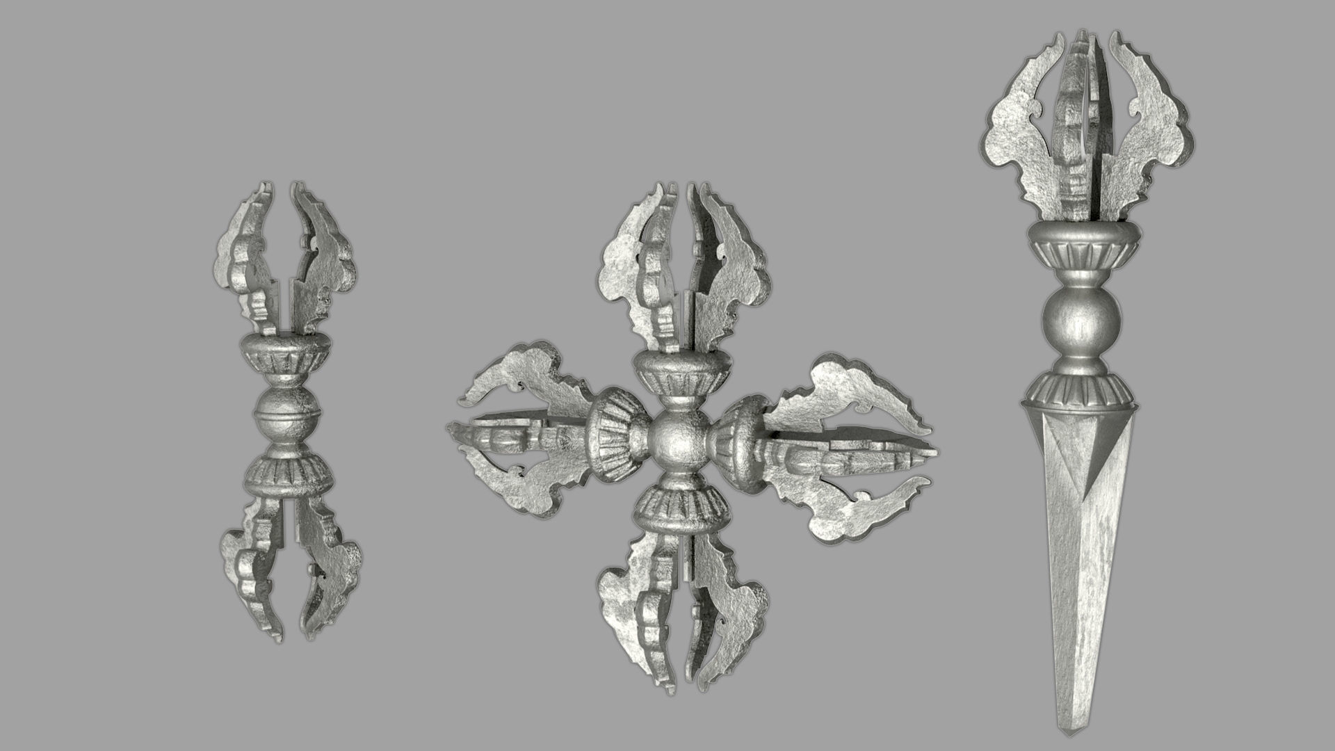 Vajra Ritual Thunderbolt Weapon 3D model_7