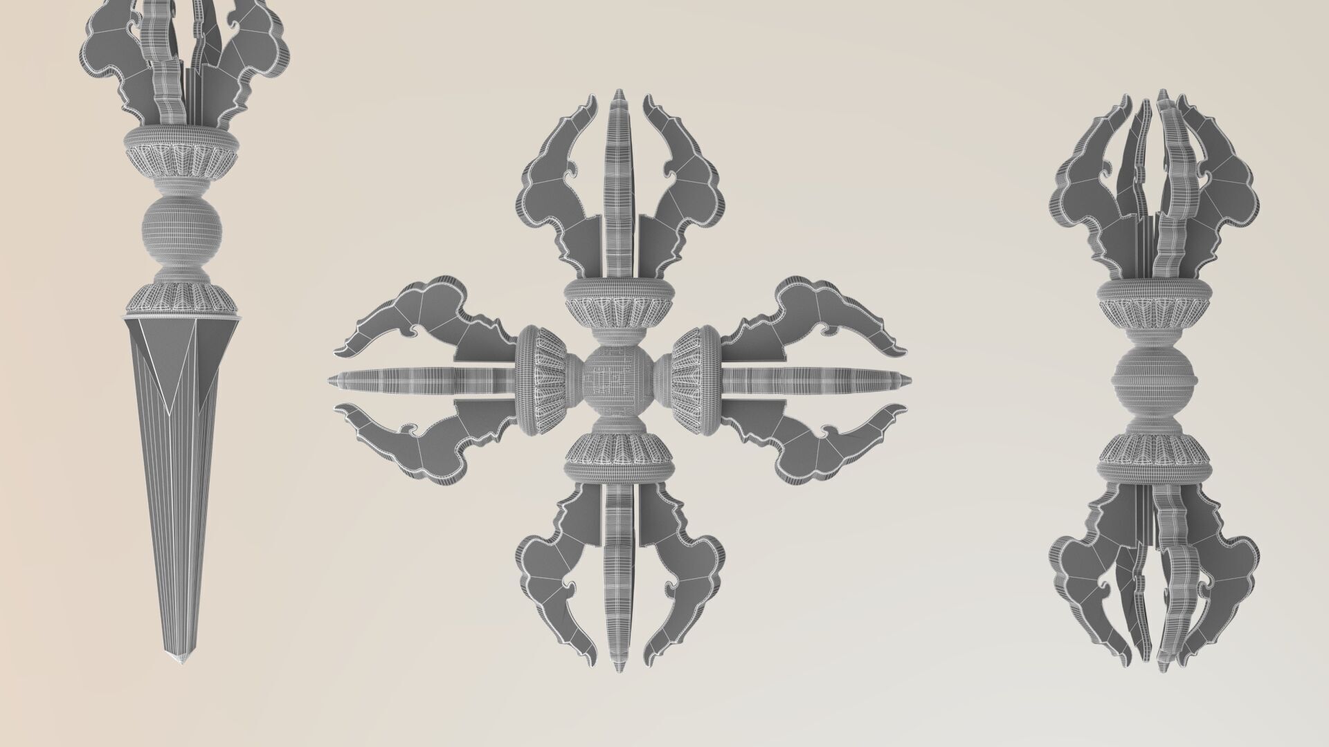 Vajra Ritual Thunderbolt Weapon 3D model_17