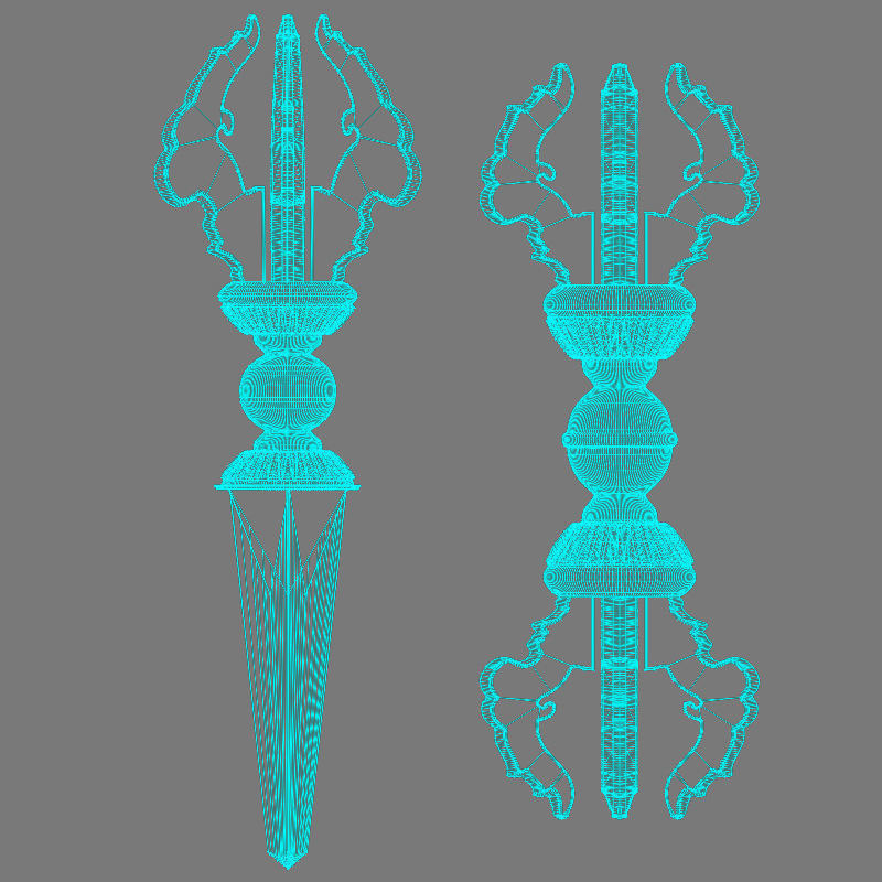 Vajra Ritual Thunderbolt Weapon 3D model_15