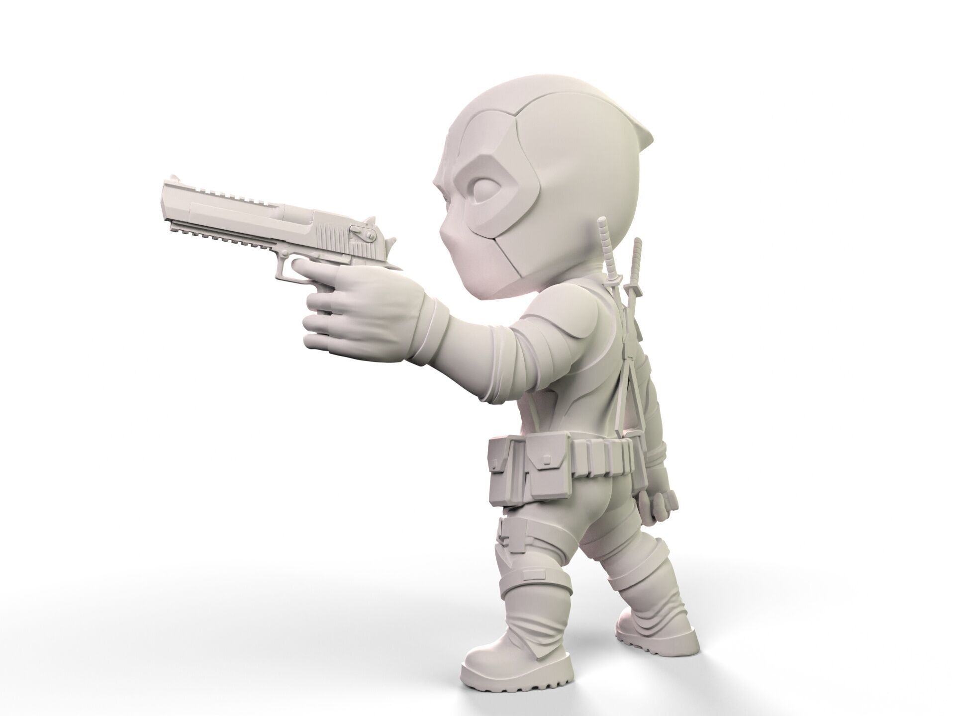 Deadpool cartoon 3D print model_4