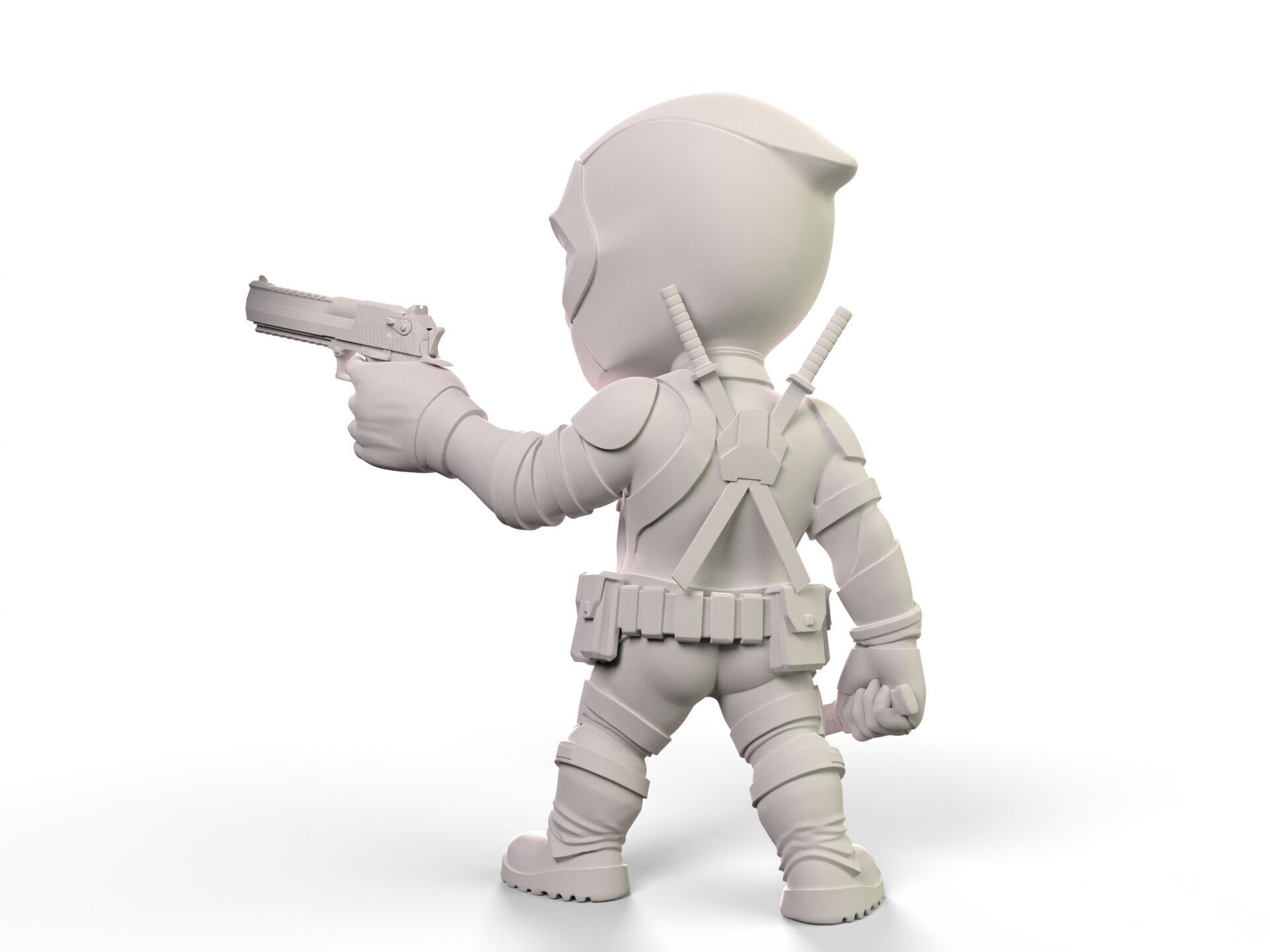 Deadpool cartoon 3D print model_3