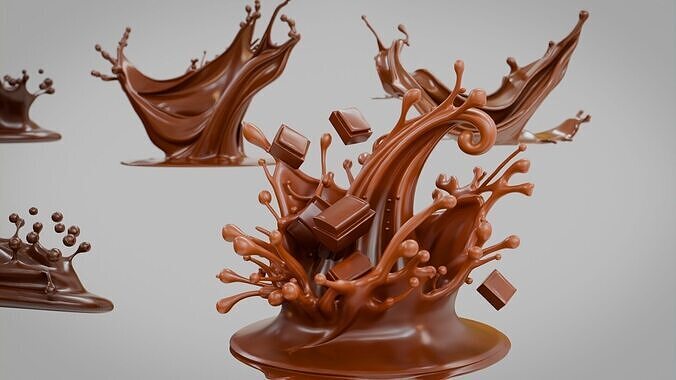 Chocolate Splash Collection Low-poly 3D model