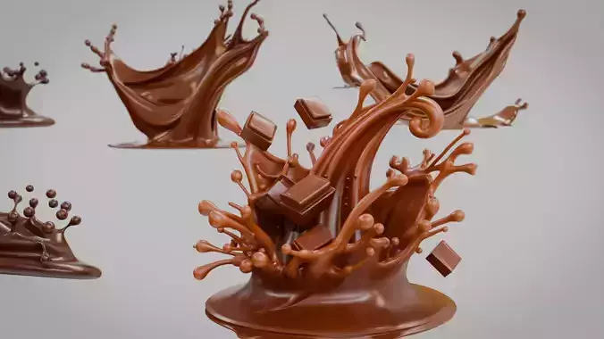 Chocolate Splash Collection Low-poly 3D model