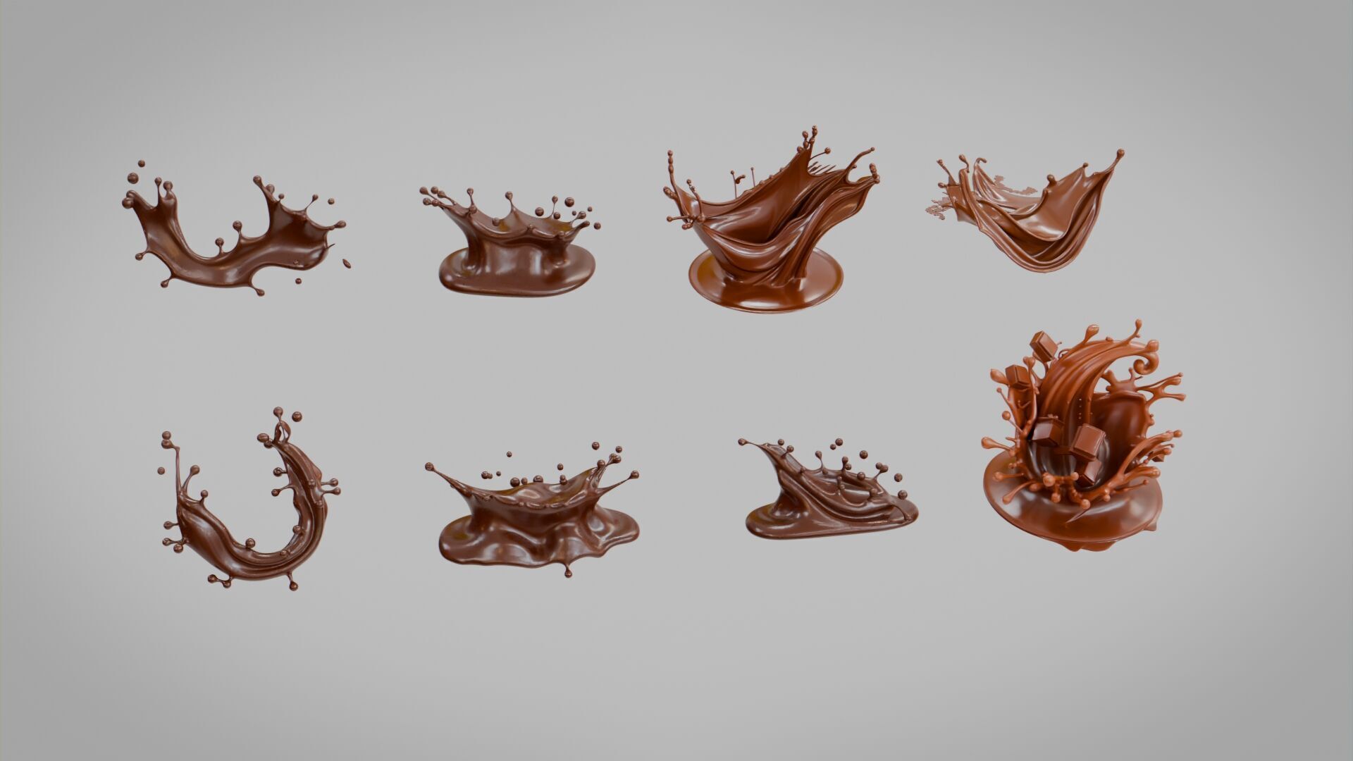 Chocolate Splash Collection Low-poly 3D model_4