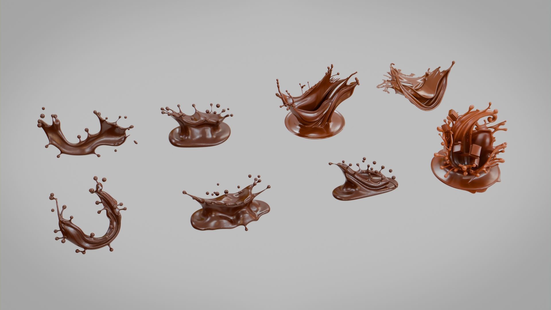 Chocolate Splash Collection Low-poly 3D model_2