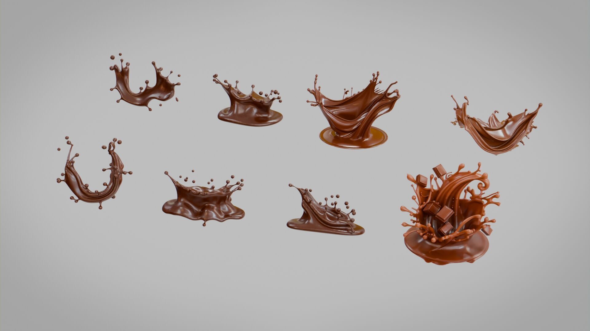 Chocolate Splash Collection Low-poly 3D model_1