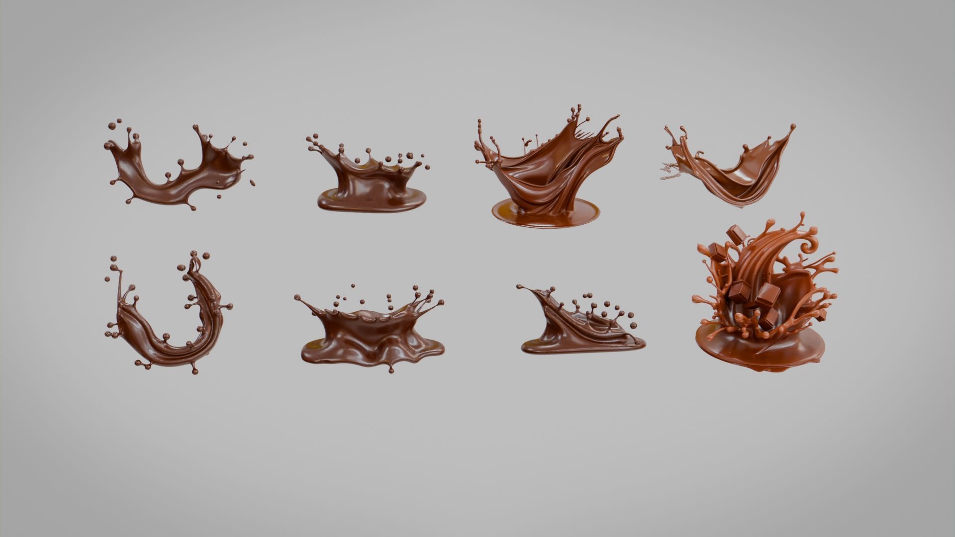 Chocolate Splash Collection Low-poly 3D model_3