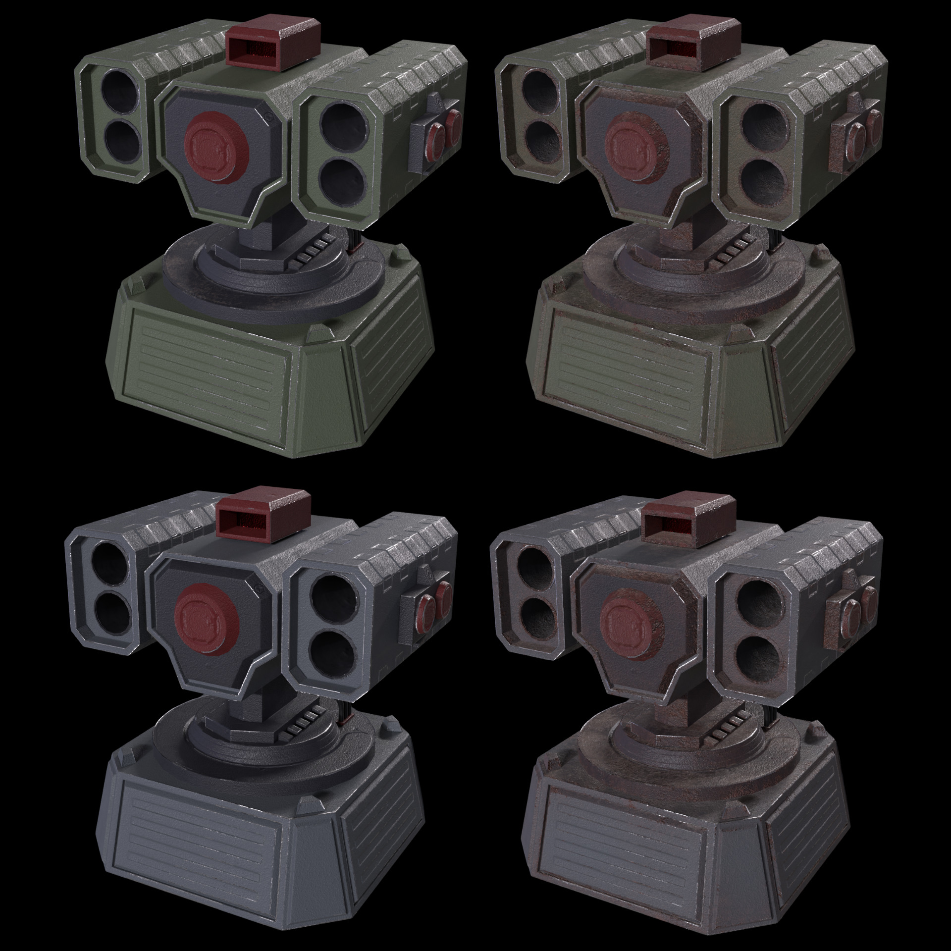 5 Modular Turret Kit PBR Low-poly 3D model_10