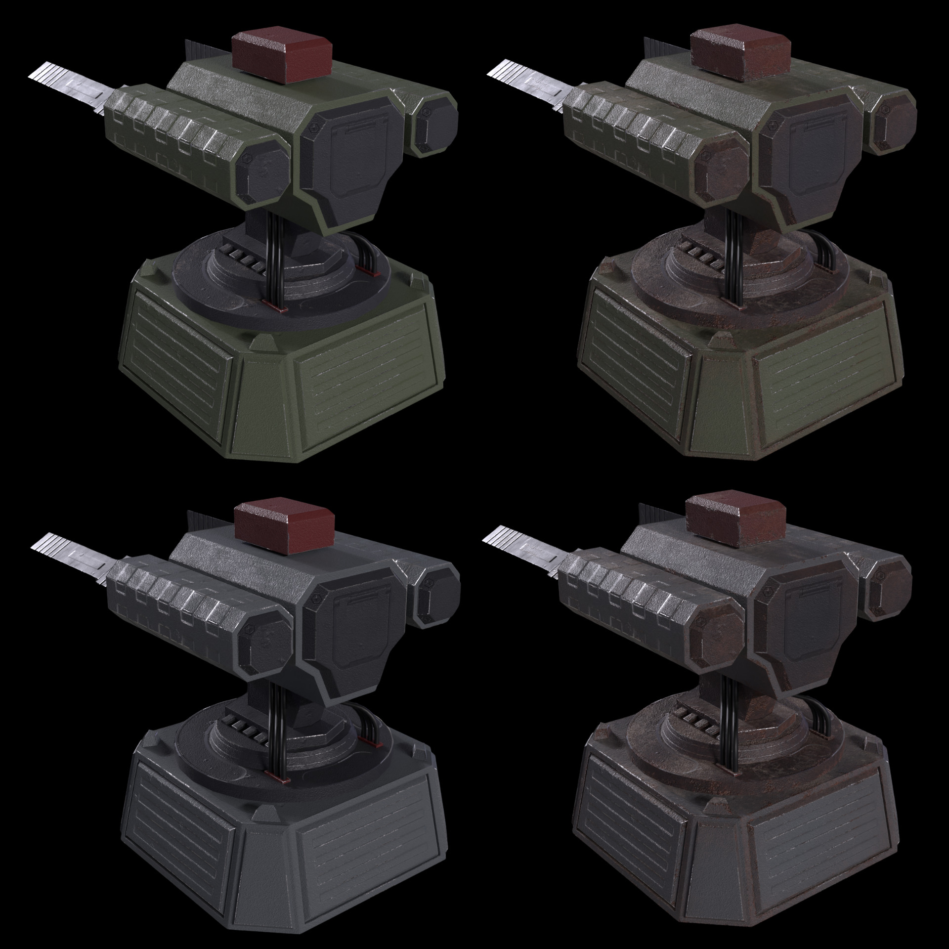 5 Modular Turret Kit PBR Low-poly 3D model_19