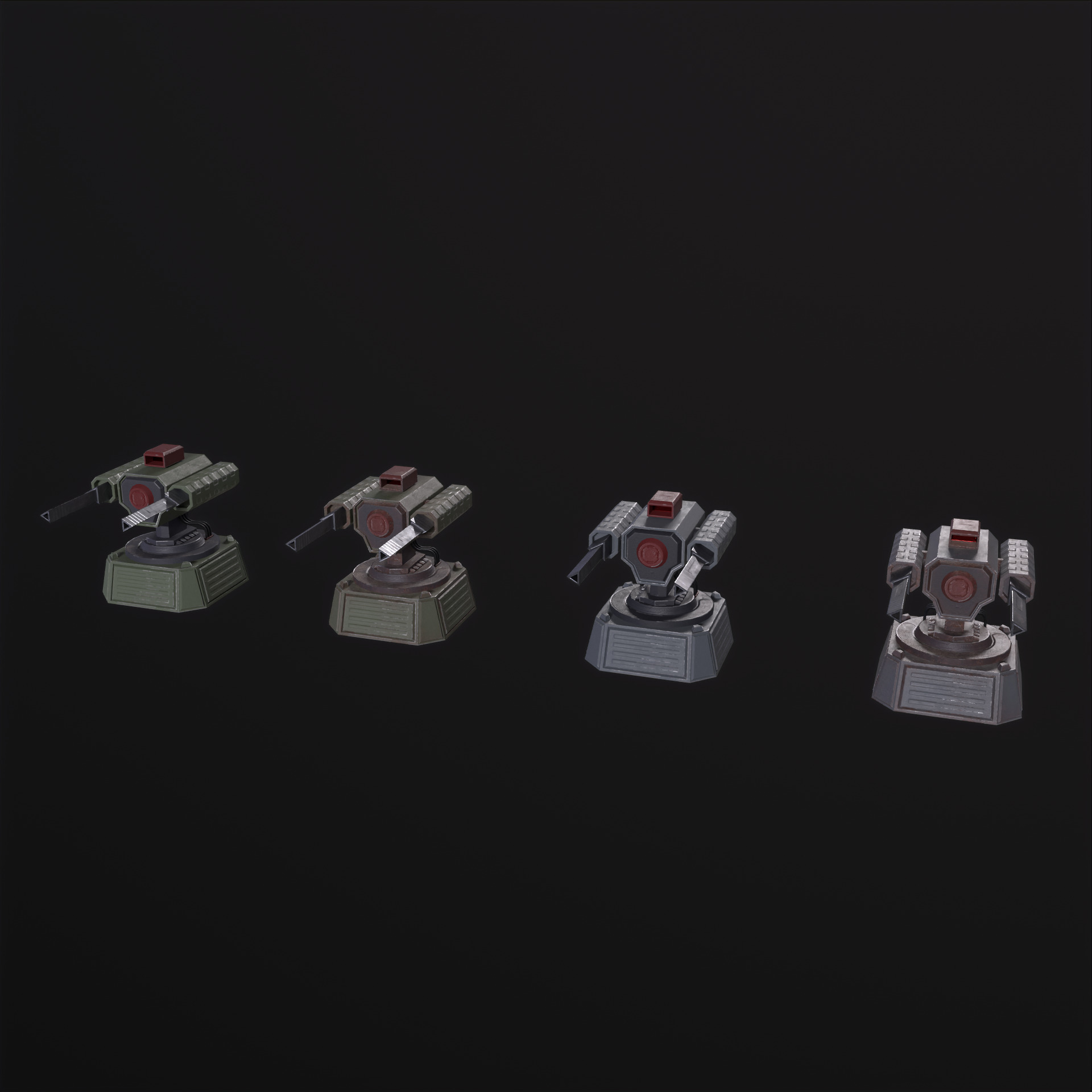 5 Modular Turret Kit PBR Low-poly 3D model_24