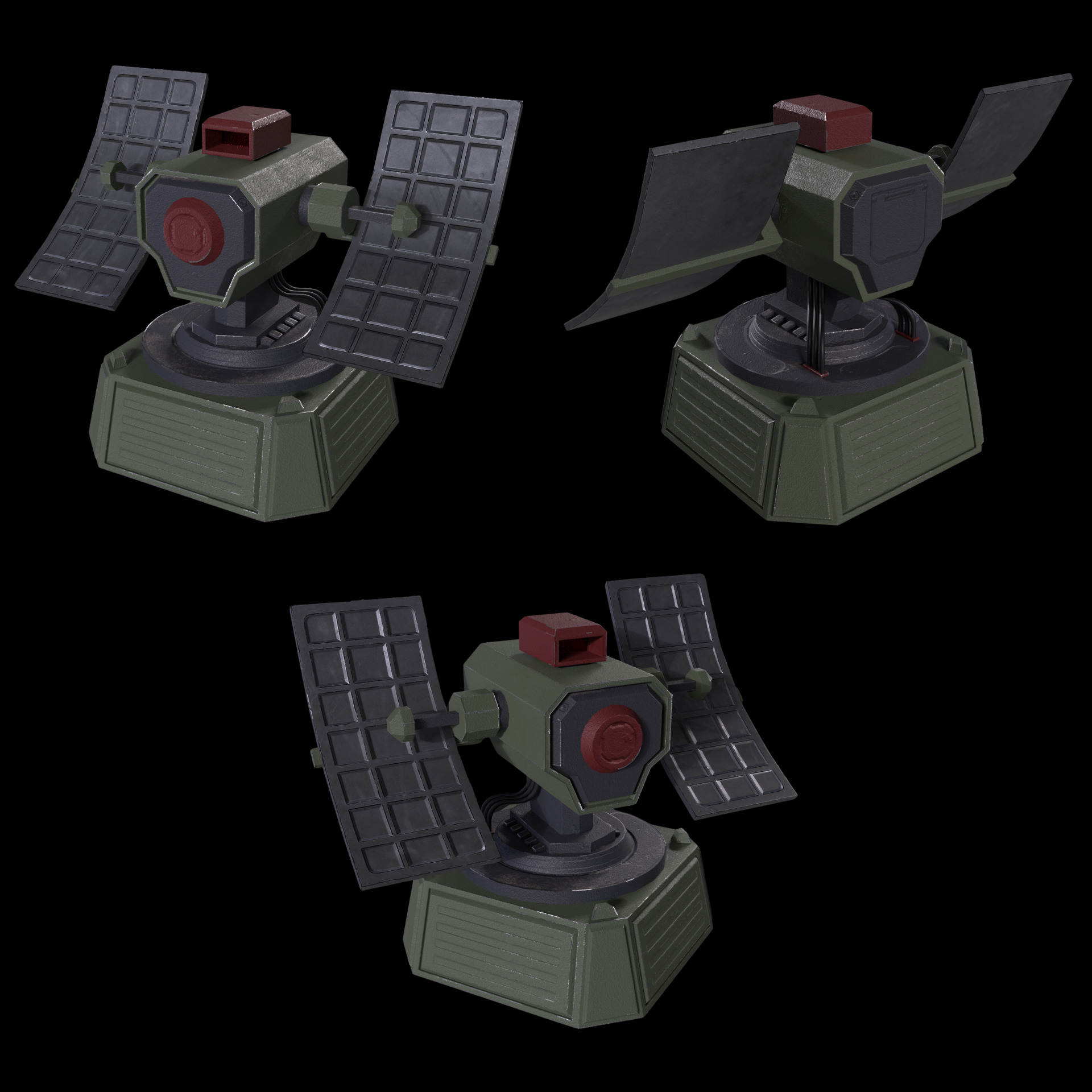 5 Modular Turret Kit PBR Low-poly 3D model_7
