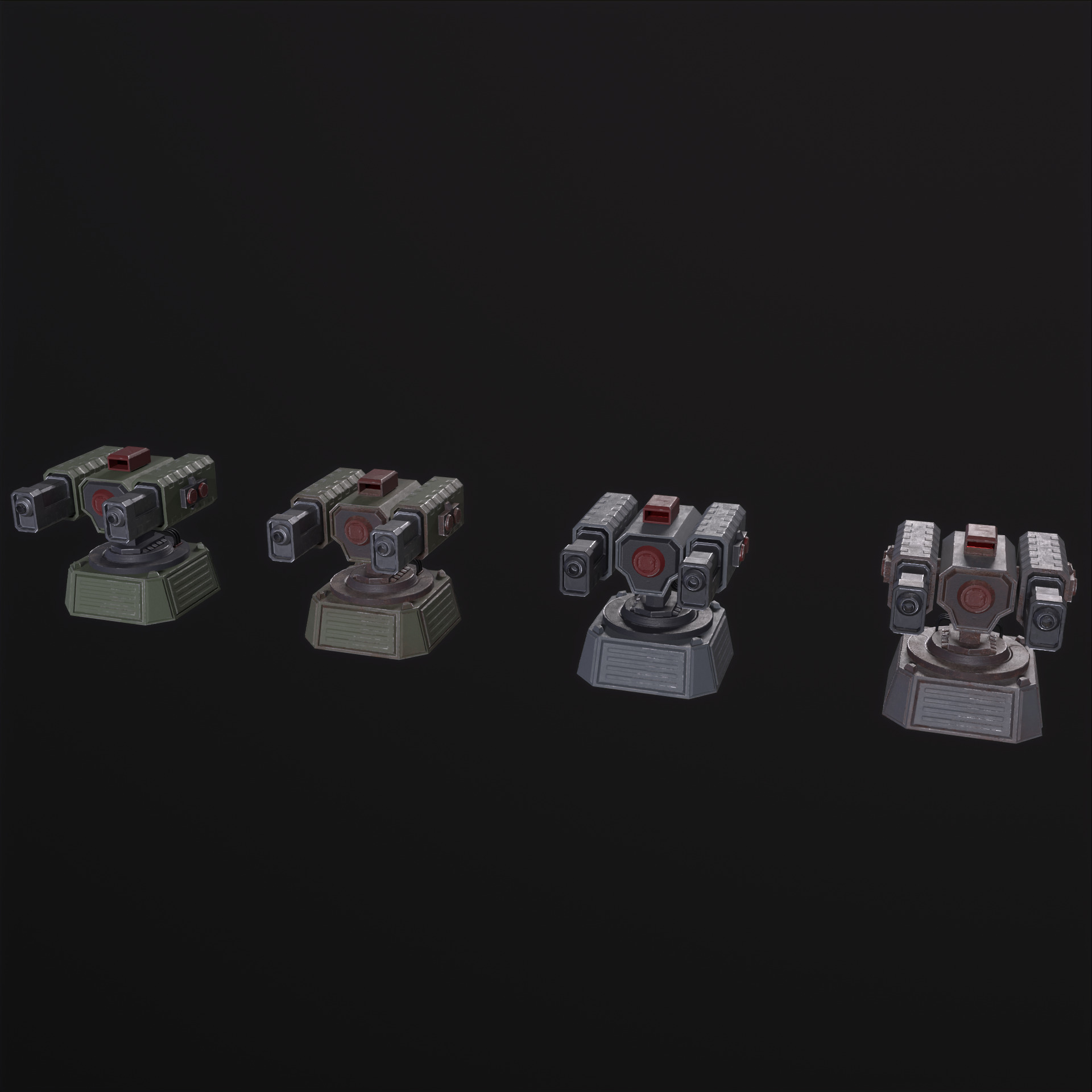 5 Modular Turret Kit PBR Low-poly 3D model_23