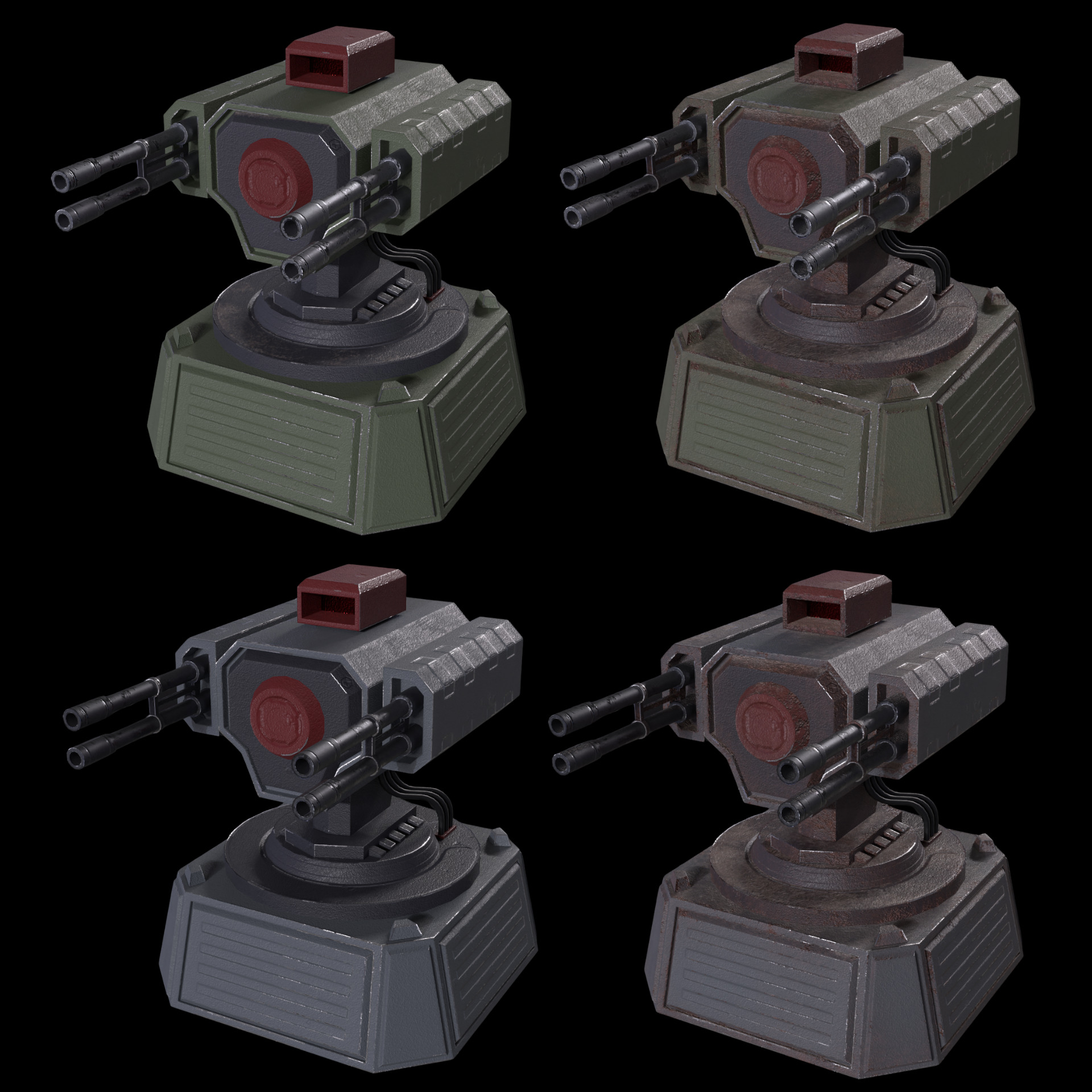 5 Modular Turret Kit PBR Low-poly 3D model_12