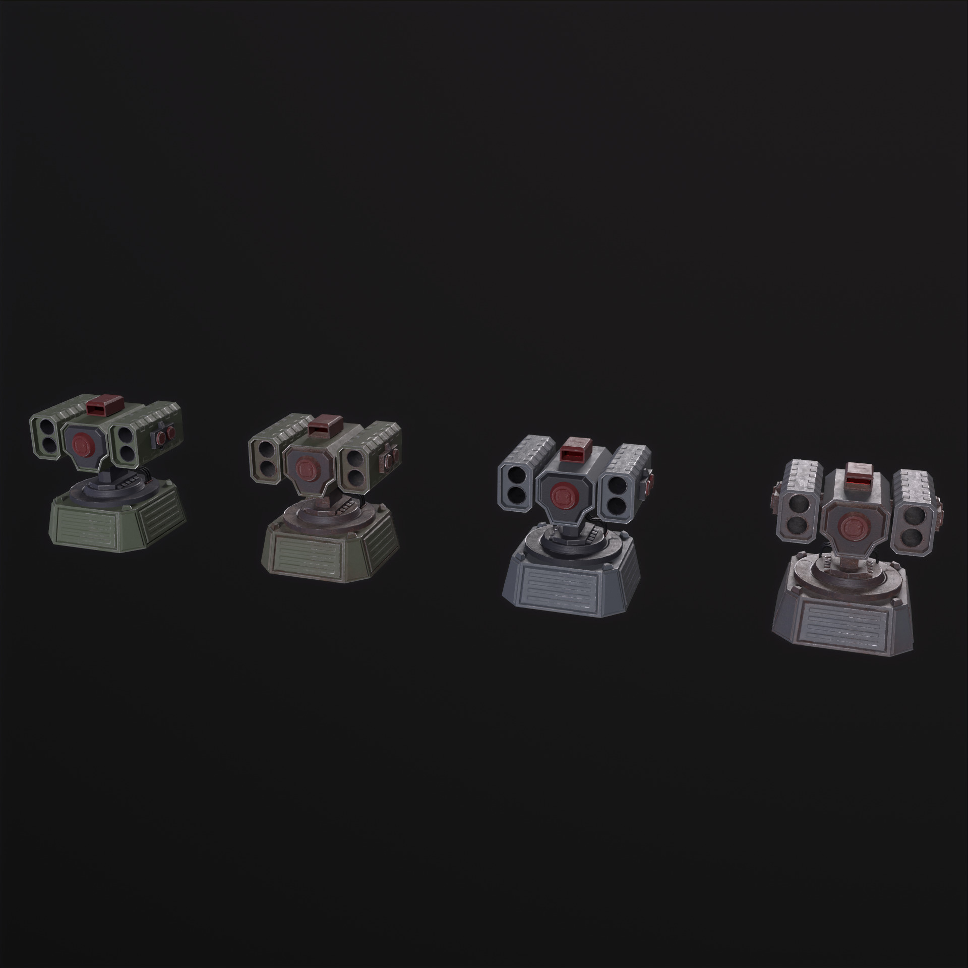5 Modular Turret Kit PBR Low-poly 3D model_20
