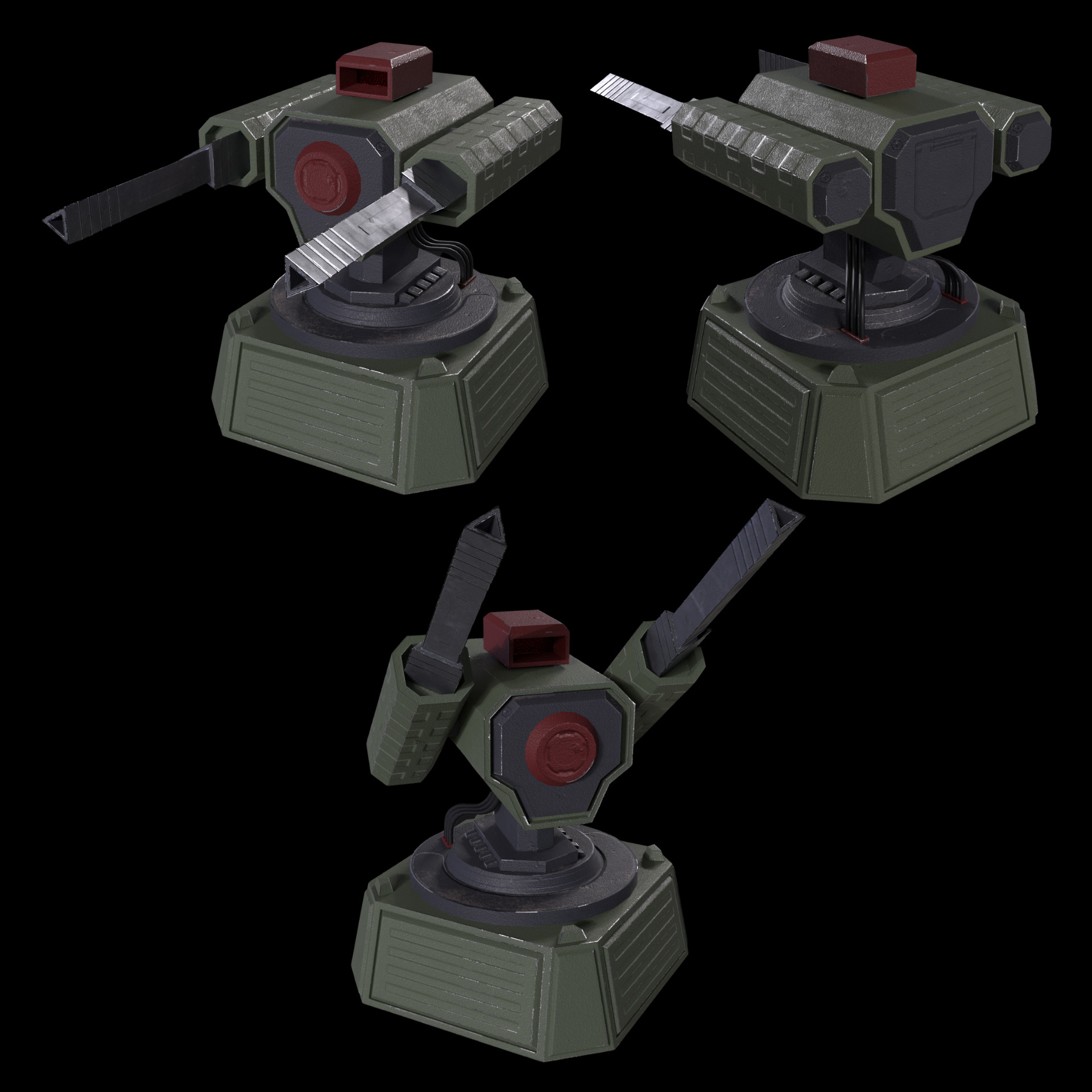 5 Modular Turret Kit PBR Low-poly 3D model_9