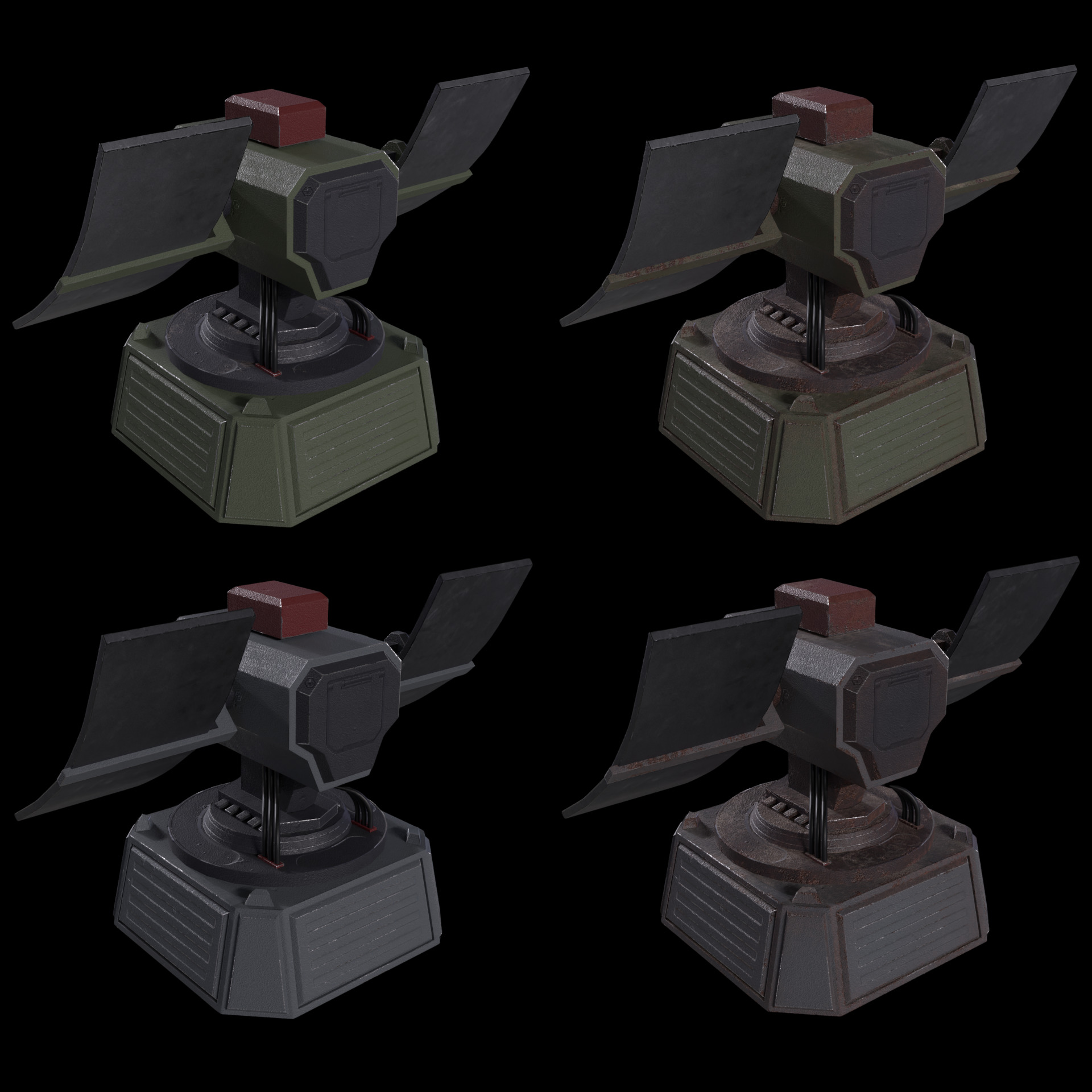 5 Modular Turret Kit PBR Low-poly 3D model_15