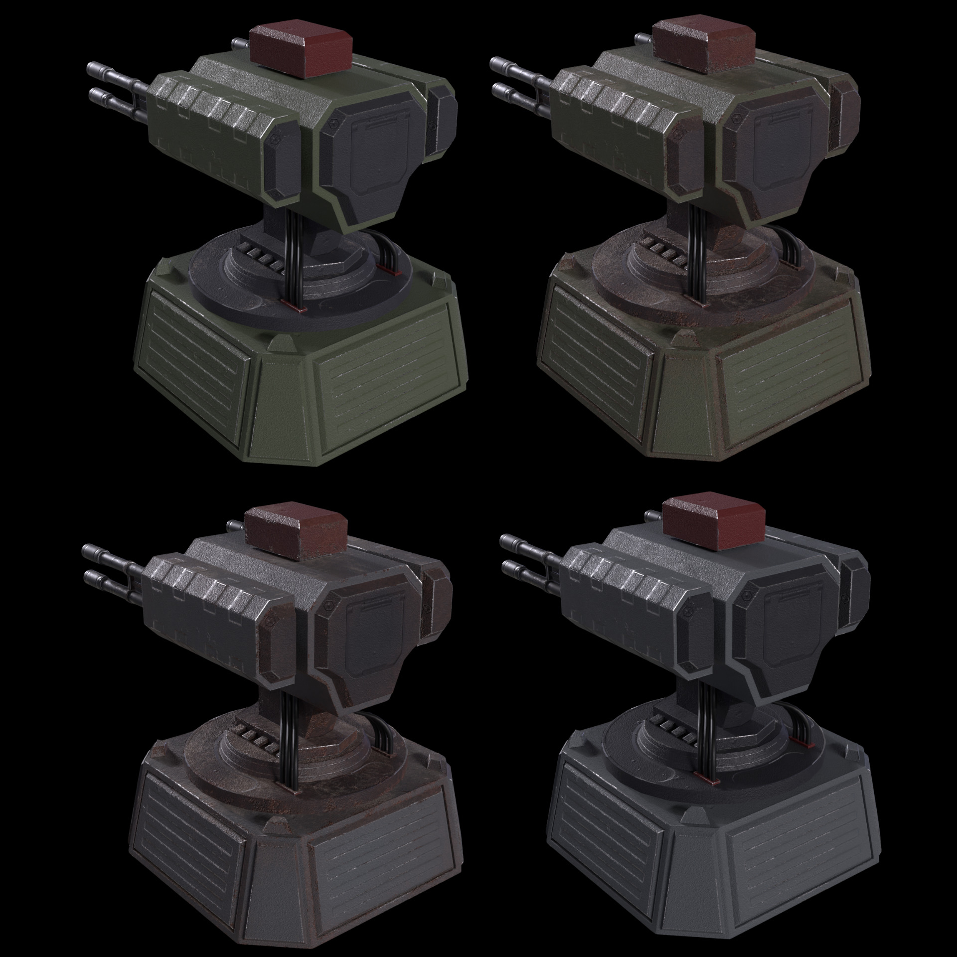 5 Modular Turret Kit PBR Low-poly 3D model_13