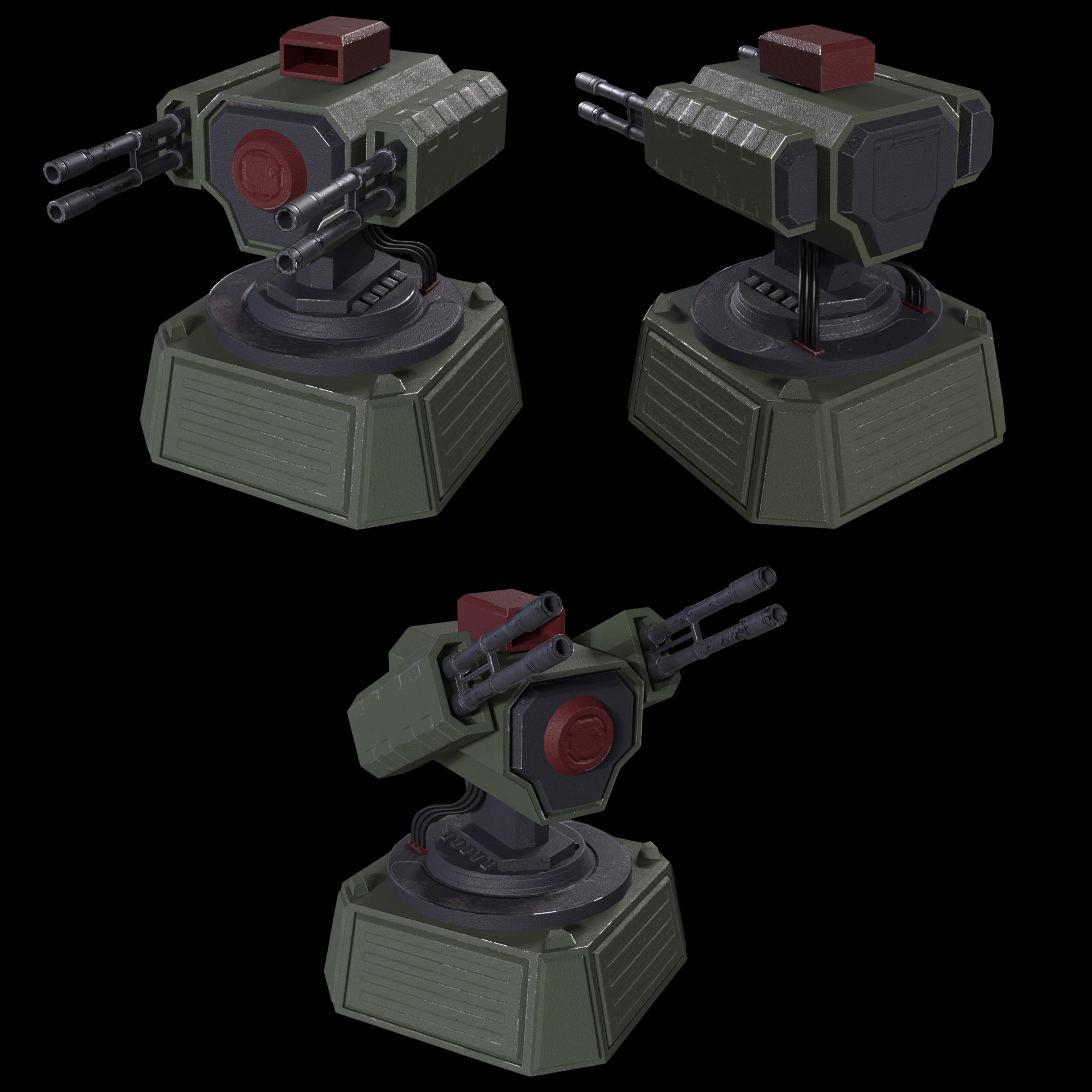 5 Modular Turret Kit PBR Low-poly 3D model_6