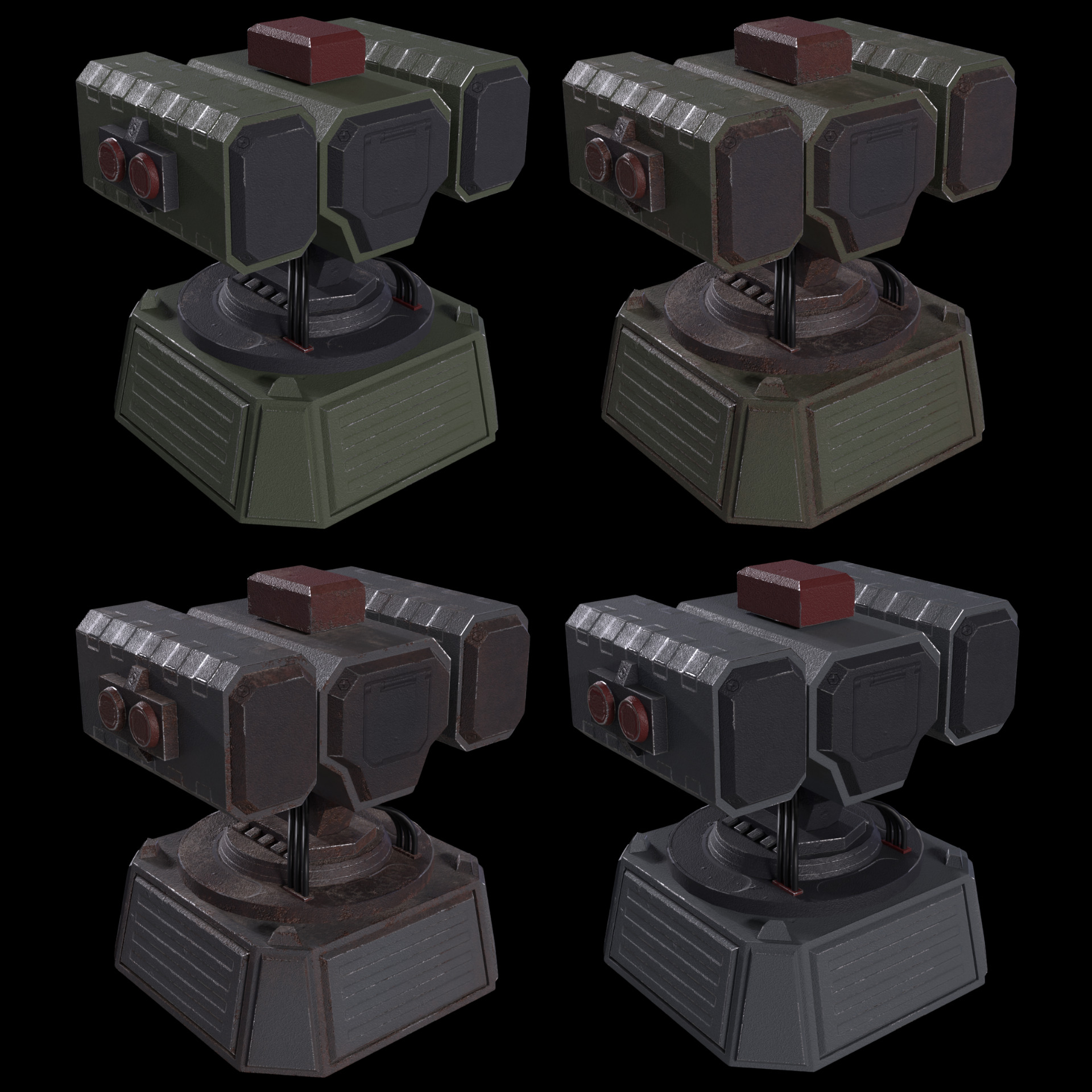 5 Modular Turret Kit PBR Low-poly 3D model_11