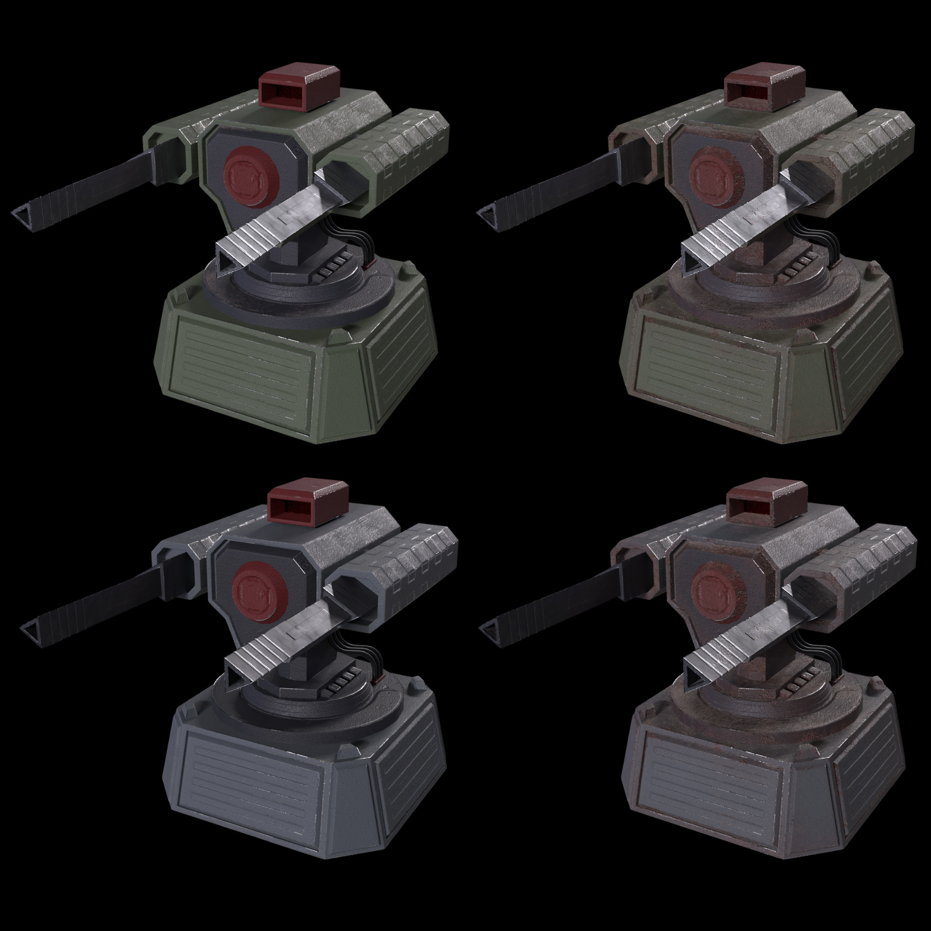 5 Modular Turret Kit PBR Low-poly 3D model_18