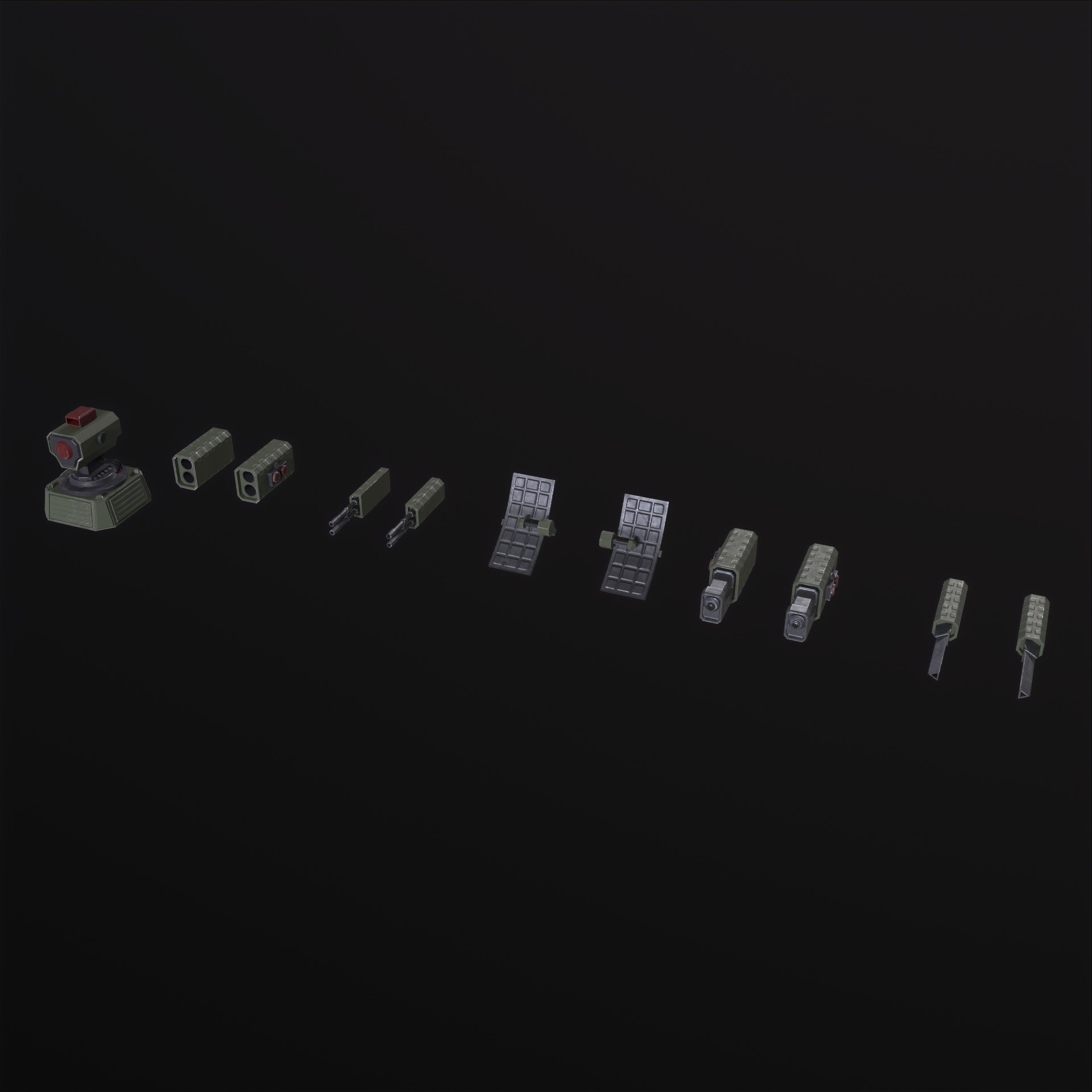 5 Modular Turret Kit PBR Low-poly 3D model_25