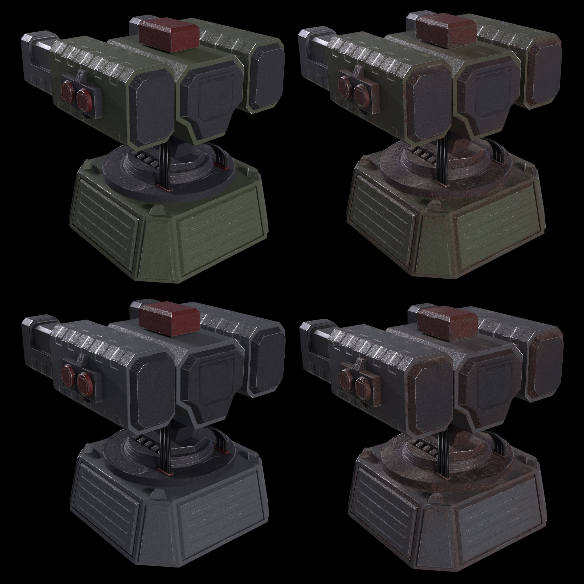 5 Modular Turret Kit PBR Low-poly 3D model_17