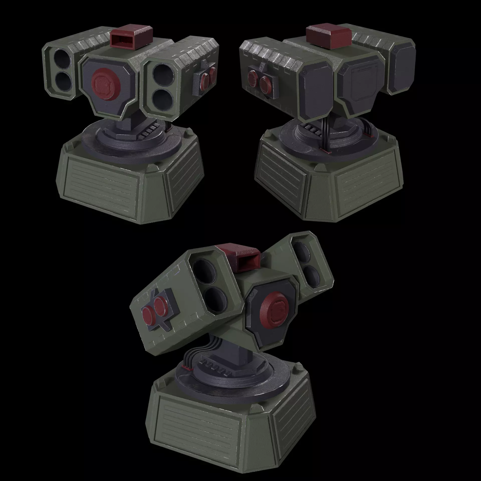 5 Modular Turret Kit PBR Low-poly 3D model_0