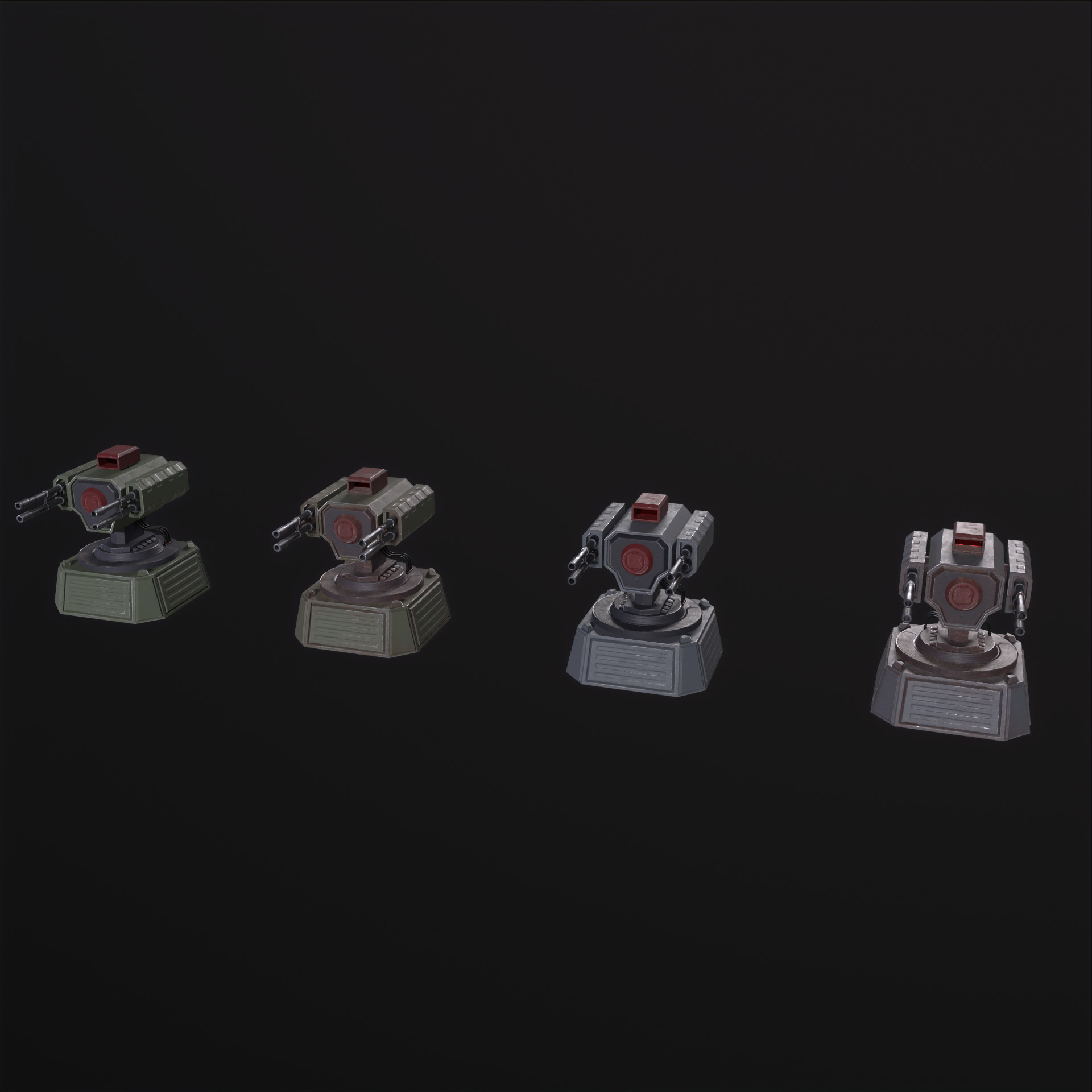 5 Modular Turret Kit PBR Low-poly 3D model_21