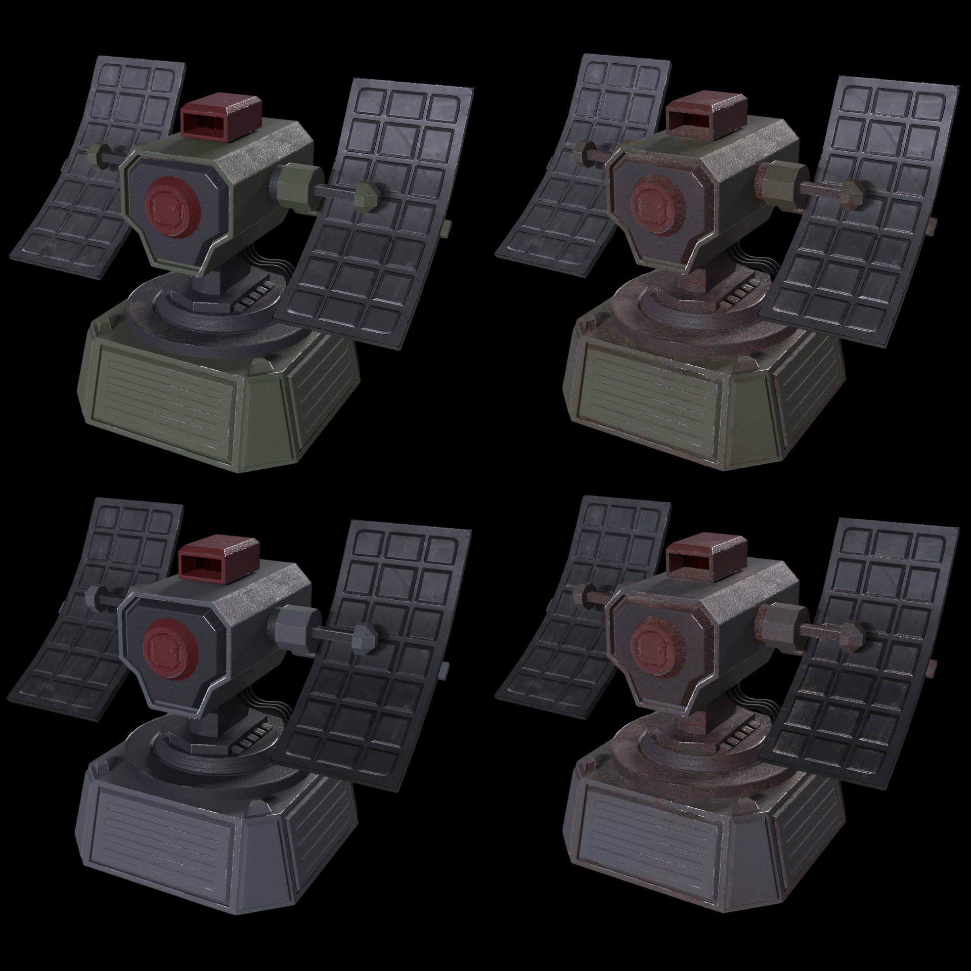 5 Modular Turret Kit PBR Low-poly 3D model_14