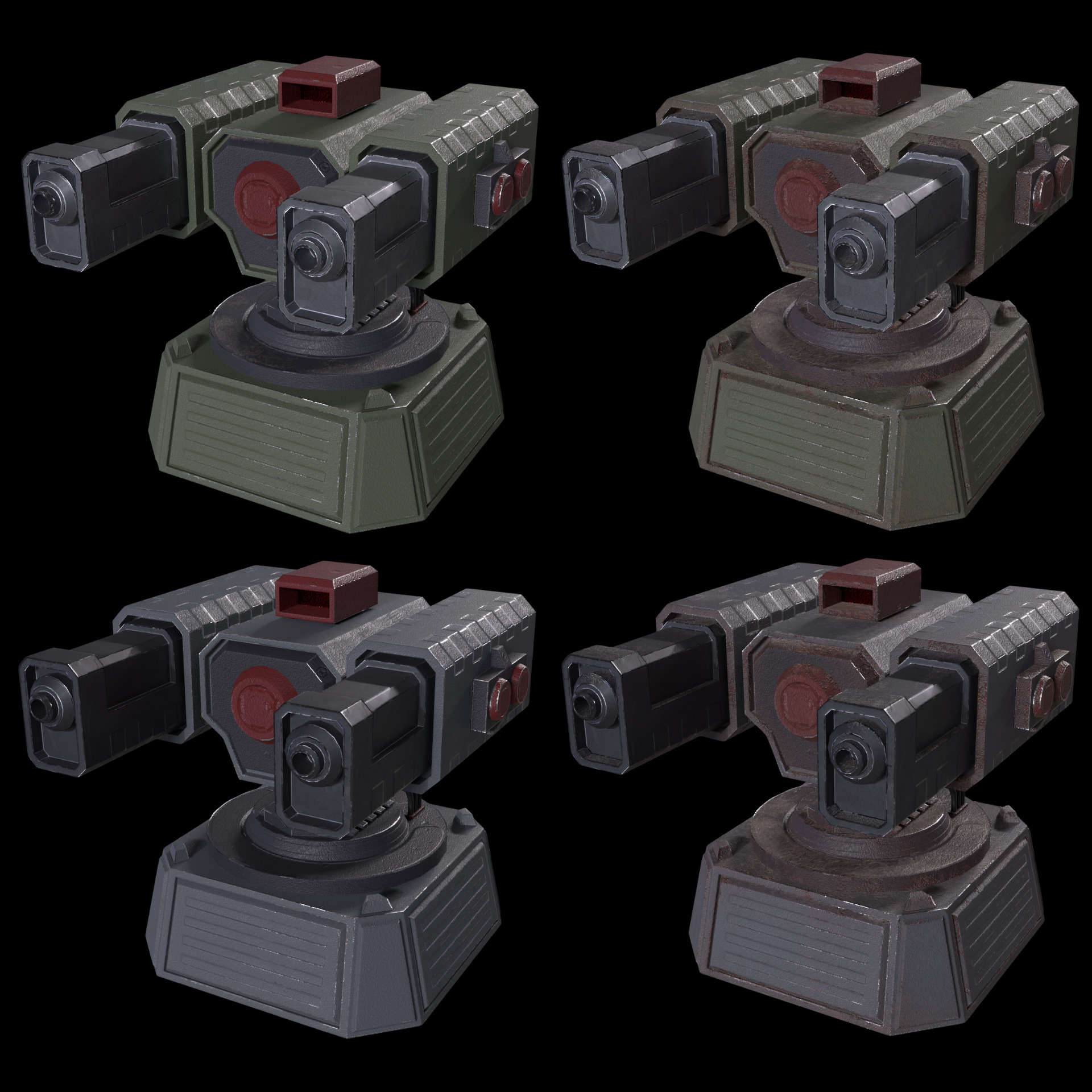 5 Modular Turret Kit PBR Low-poly 3D model_16