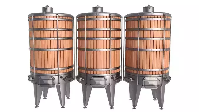 wooden wine fermenting barrel 3D model