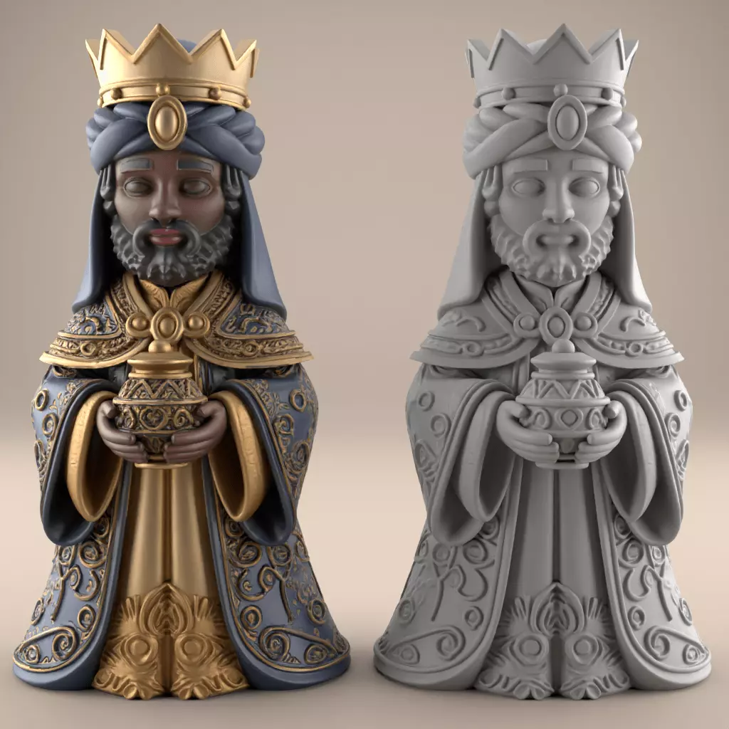 Balthazar King 3D STL File for Nativity Display 3D print model_0