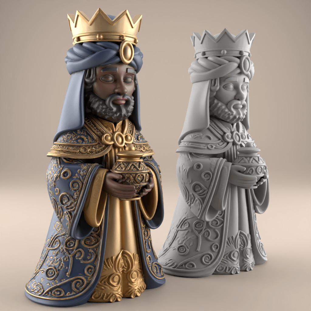 Balthazar King 3D STL File for Nativity Display 3D print model_3